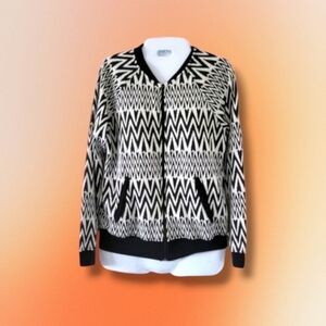 Tart | Cute Black/White Chevron Long Sleeve Bomber Jacket (SIZE S)